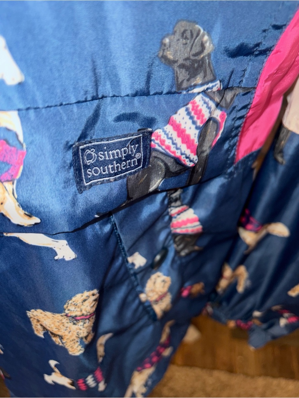 Simply Southern Navy Dog Print Jacket with Pink Accents - Picture 2 of 8